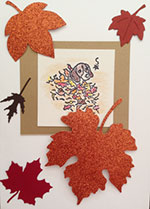 Beagle in Leaves Lt. Thanksgiving card